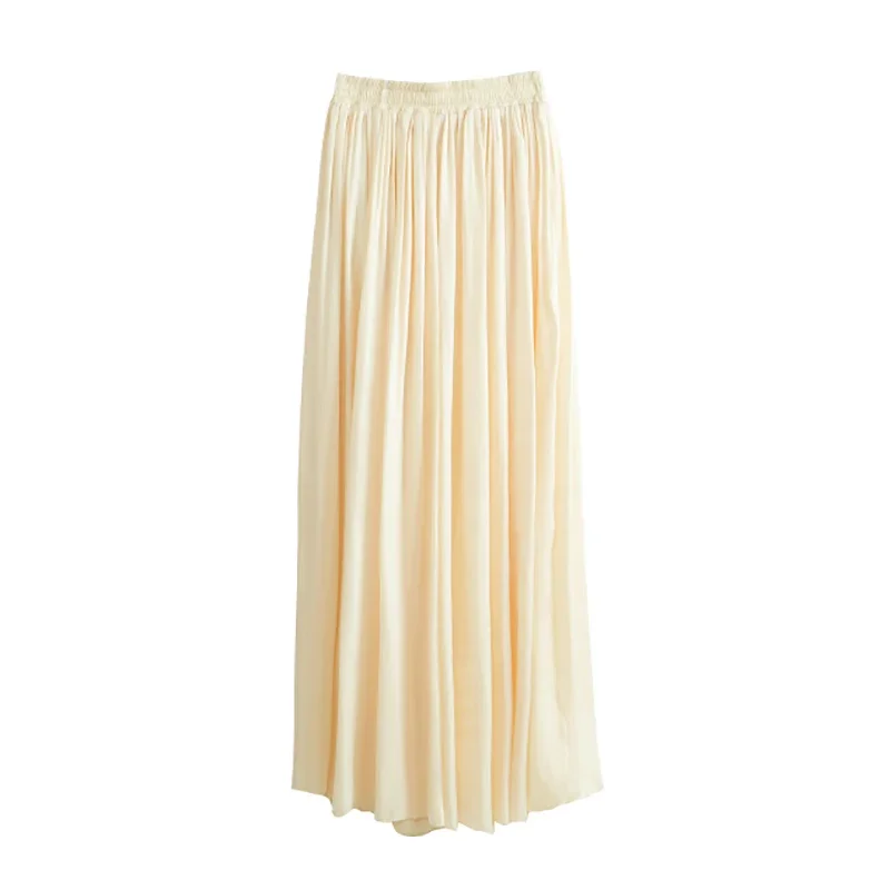 OLrain Women's Pant Skirts 2025 Autumn French Style Solid Casual Wide-leg Pants Elastic High-waist  Swing Trousers O24CK83810