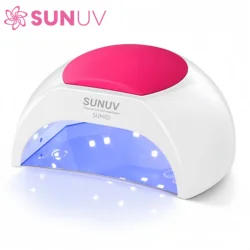 Sunuv sun2c 48w lâmpada de unhas uv sun2 secador de unhas para uvled gel secador de unhas sensor infravermelho com almofada de silicone rosa uso do salão de beleza