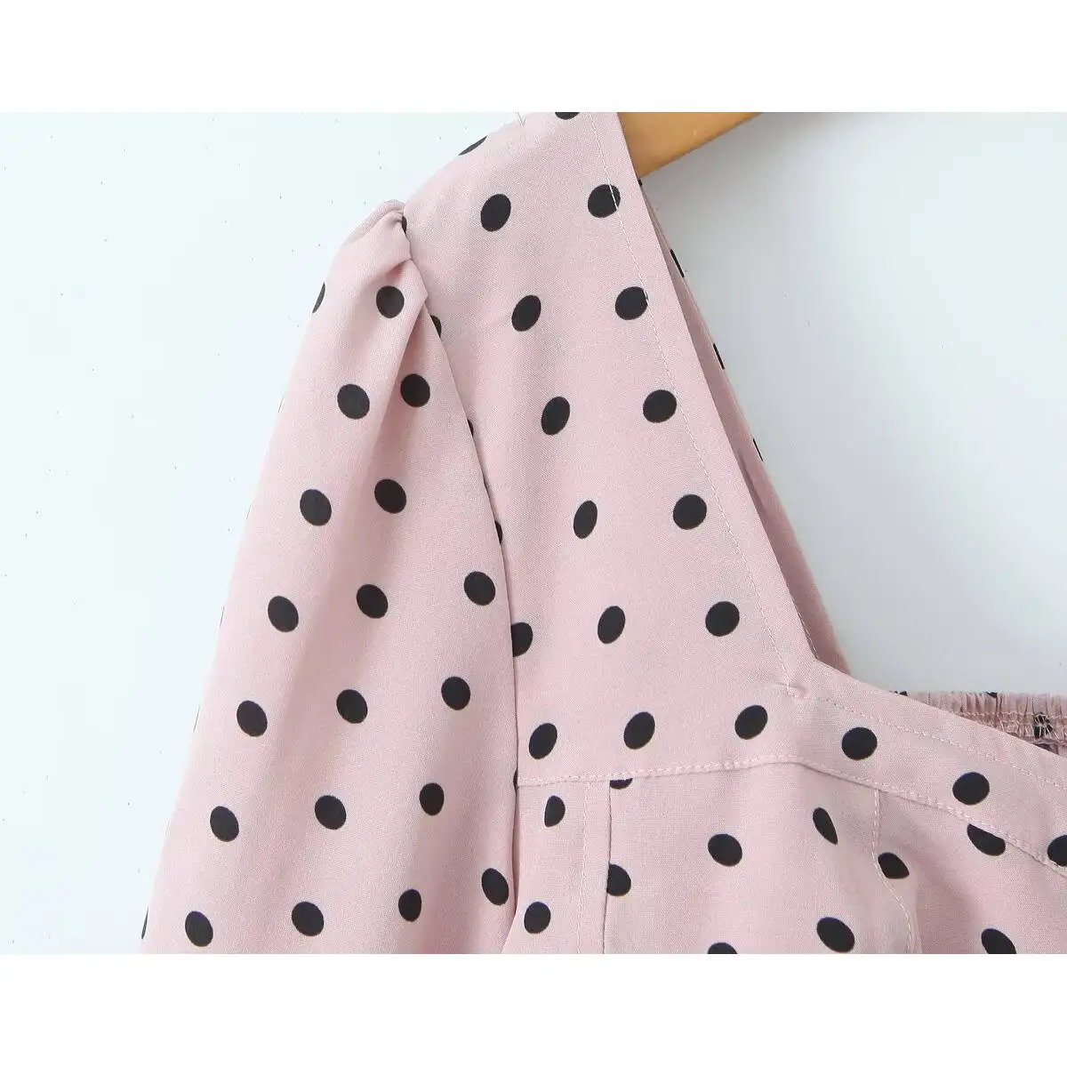 JNLEAOG Autumn New Women's Casual Faion Bubble Sve Square Collar Fibone Versatile ort Top Polyester Fiber Long Sve