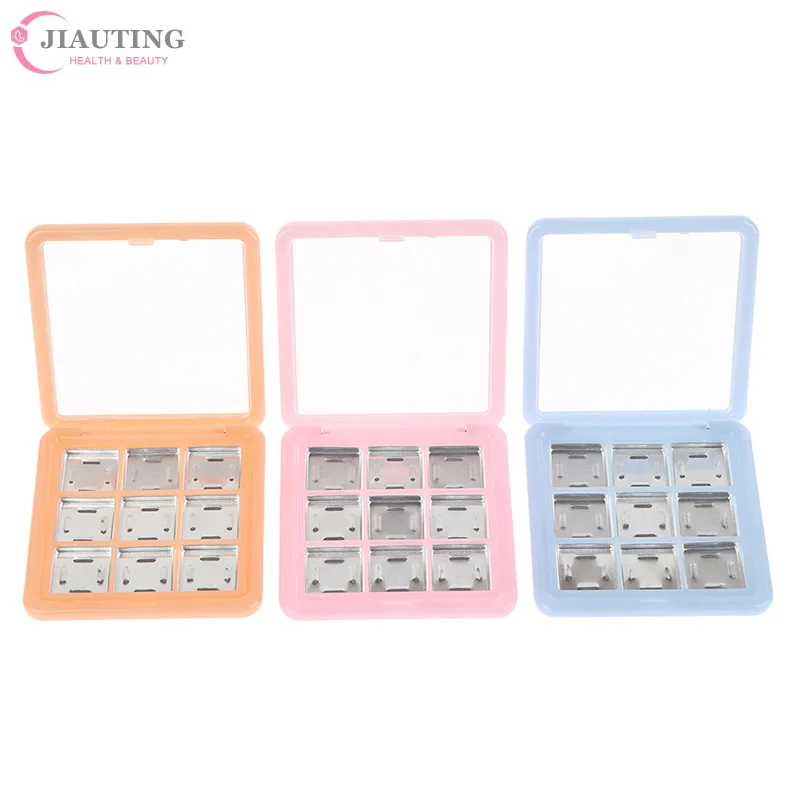 ตลับใส่อายแชโดว์เปล่า 9 ช่อง สำหรับเก็บเครื่องสำอางสำหรับผู้หญิง สาวๆ ผู้เริ่มต้นแต่งหน้า อุปกรณ์ DIY อายแชโดว์ แผ่นอะลูมิเนียม