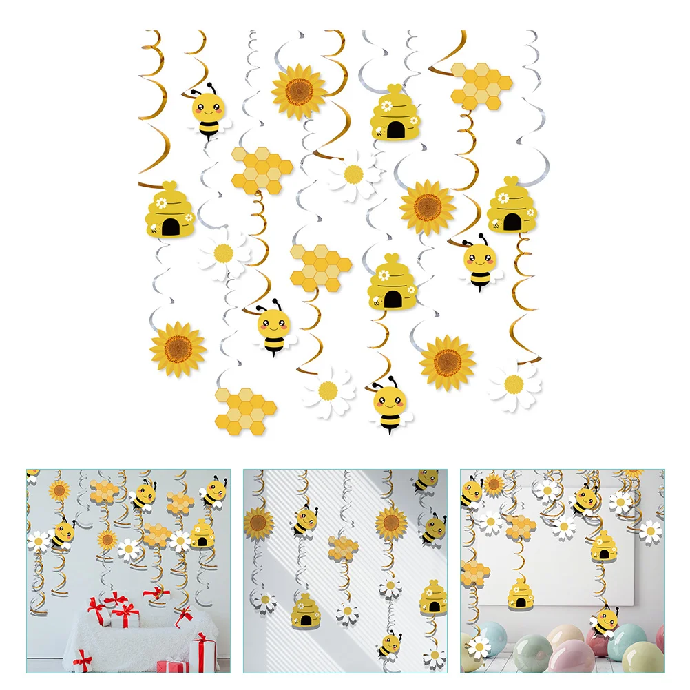 Decoration Supplies Bee Hanging Swirl Party Decorations Honey Pendant Classroom Baby Shower Paper Ceiling