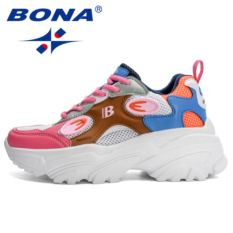 BONA 2023 New Designers Women Lace Up Platform Sneakers Ladies Leisure Feminino scarpe Casual scarpe da passeggio traspiranti