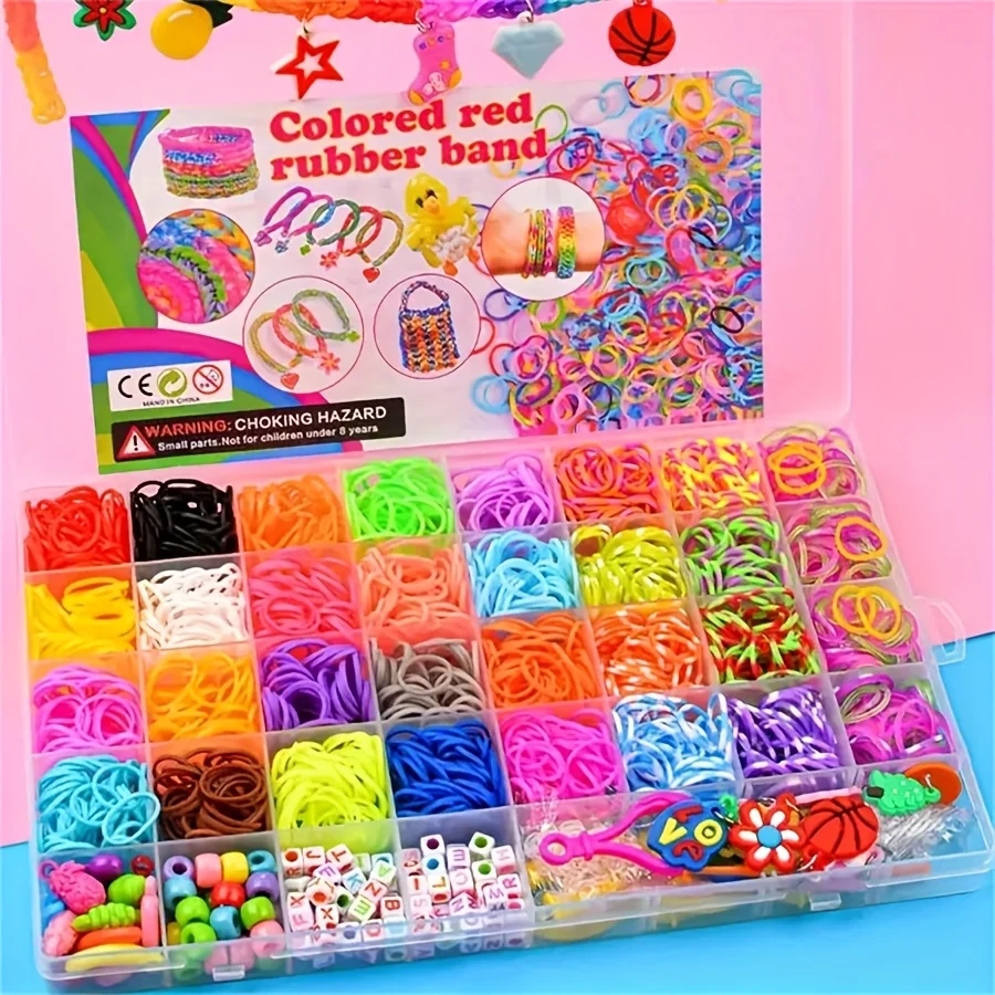 4200pcs DIY Beading Kit Colorful Rubber Band Accessories for Making Bracelets, Bangles, and Other Crafts