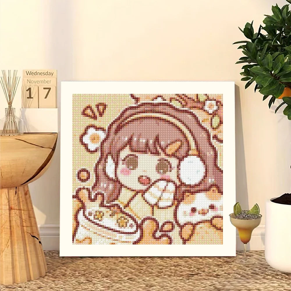 2023 New 5d Diamond Painting Cartoon Cute Sweet Potato Girl Cross Stitch Kit Children's DIY Full Round Rhinestone Embroidery