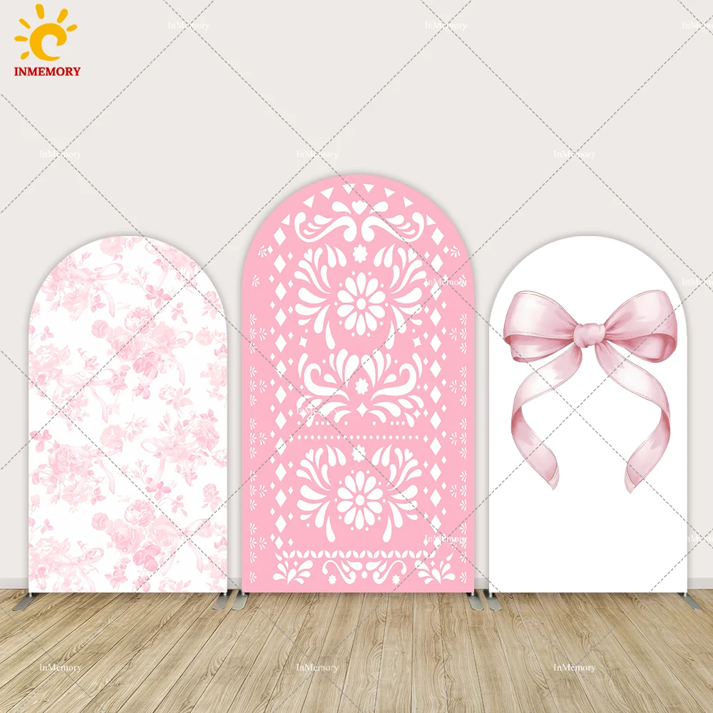 

Розовый бант с цветочным принтом, арка, фон для фото, день рождения для девочек, свадьба, свадебный душ, ткань Chiara, арочный настенный баннер