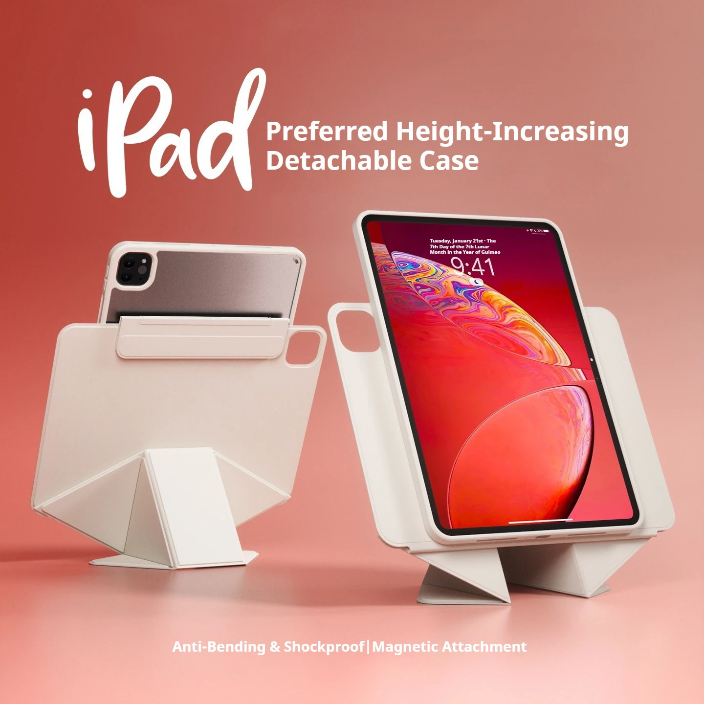 

RBP for iPad 10/11th Increase Height Bracket Case, Magnetic Transparent back shell Cover iPad Pro 11 12.9 Air 4/5th 13 mini 6/7