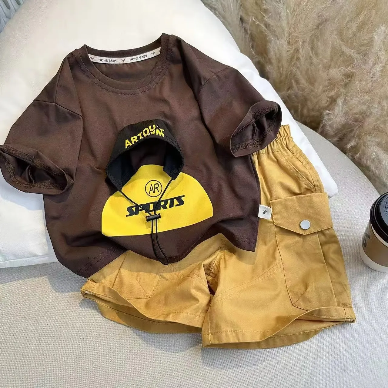 Cool Summer Personality Desgin Short Sleeve T-Shirt+Shorts 2pcs Baby Boys Korean Sport Clothes 2026 New Children Boutique Outfit