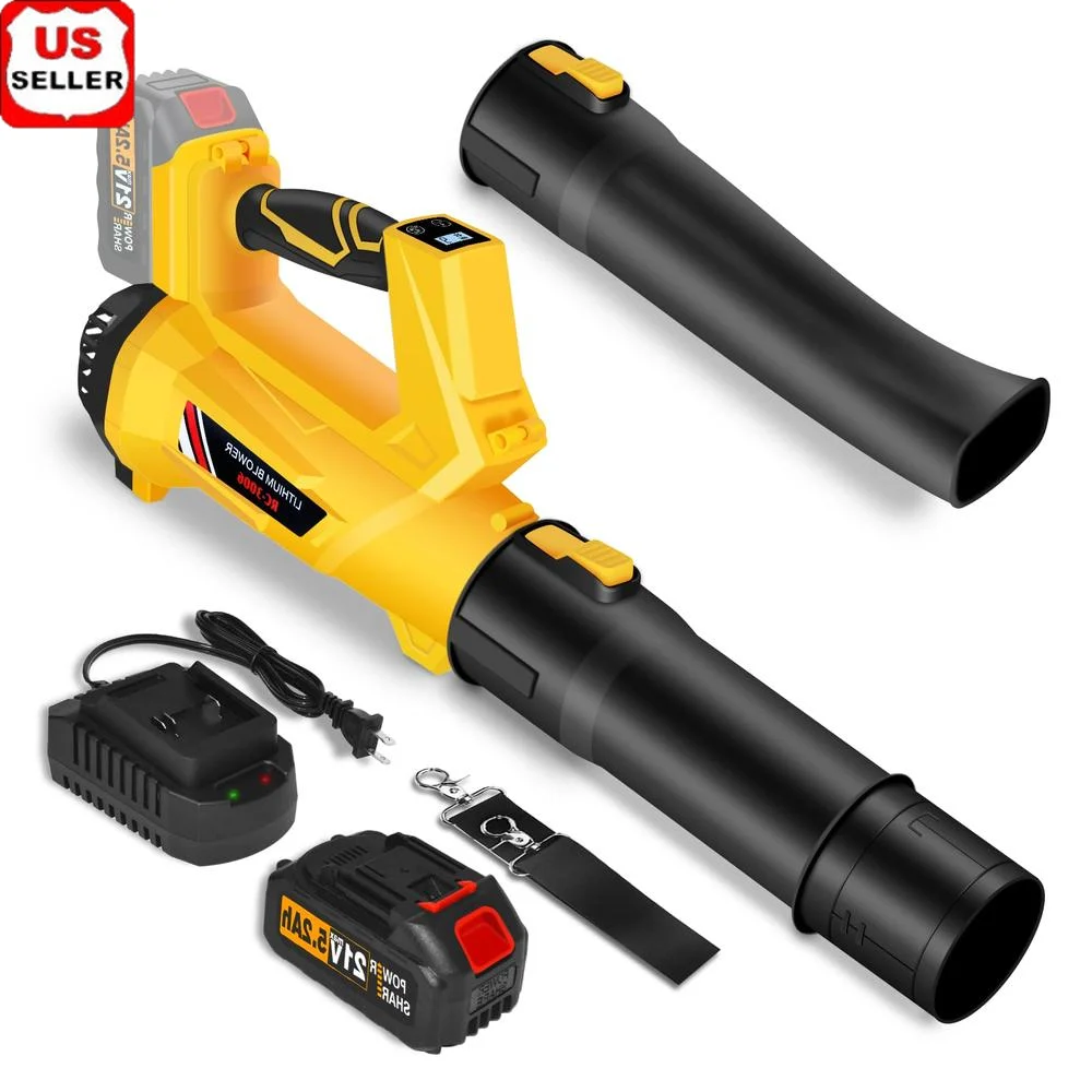 Cordless Electric Leaf Blower 6 Speed Modes 150 mph Max Wind Speed 500 cfm Digital Display Shoulder Strap Lightweight Easy