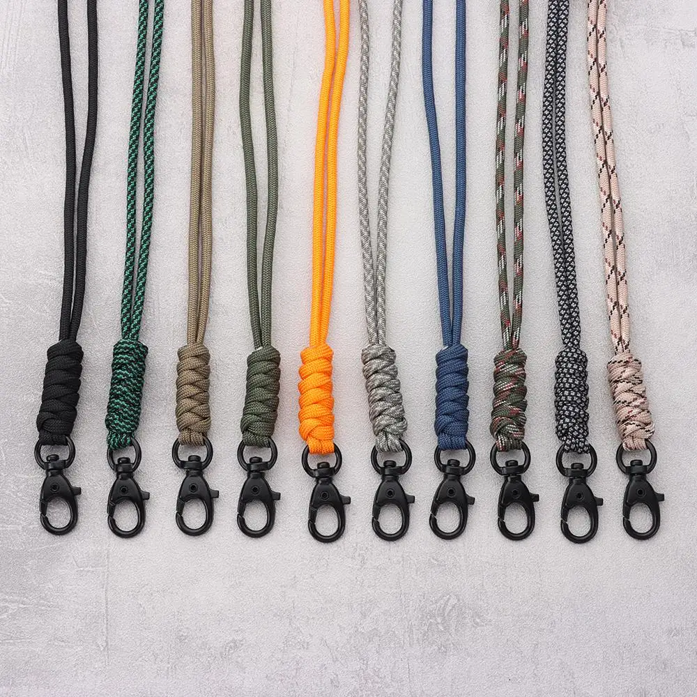 Paracord Keychain Lanyard Rotatable Buckle High Strength Parachute Cord Self-Defense Emergency Survival Backpack Key Ring Neck