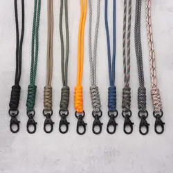 Paracord Keychain Lanyard Rotatable Buckle High Strength Parachute Cord Self-Defense Emergency Survival Backpack Key Ring Neck