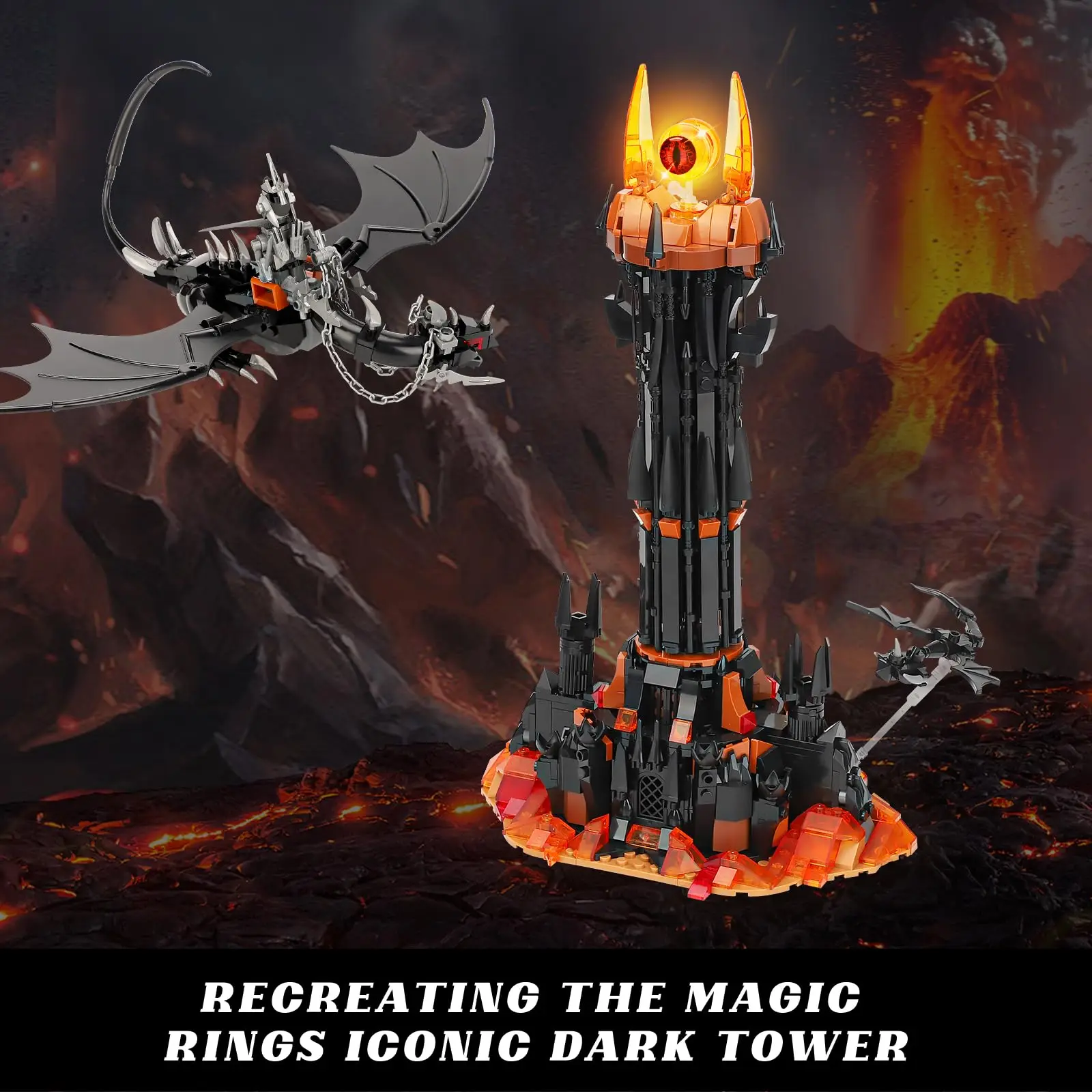 997 قطعة خواتم سحرية برج داكن وسقوط الوحش بناء مجموعة MOC الكبار تحصيل لورد القلعة العمارة الجذعية هدية لعبة للأطفال الأولاد