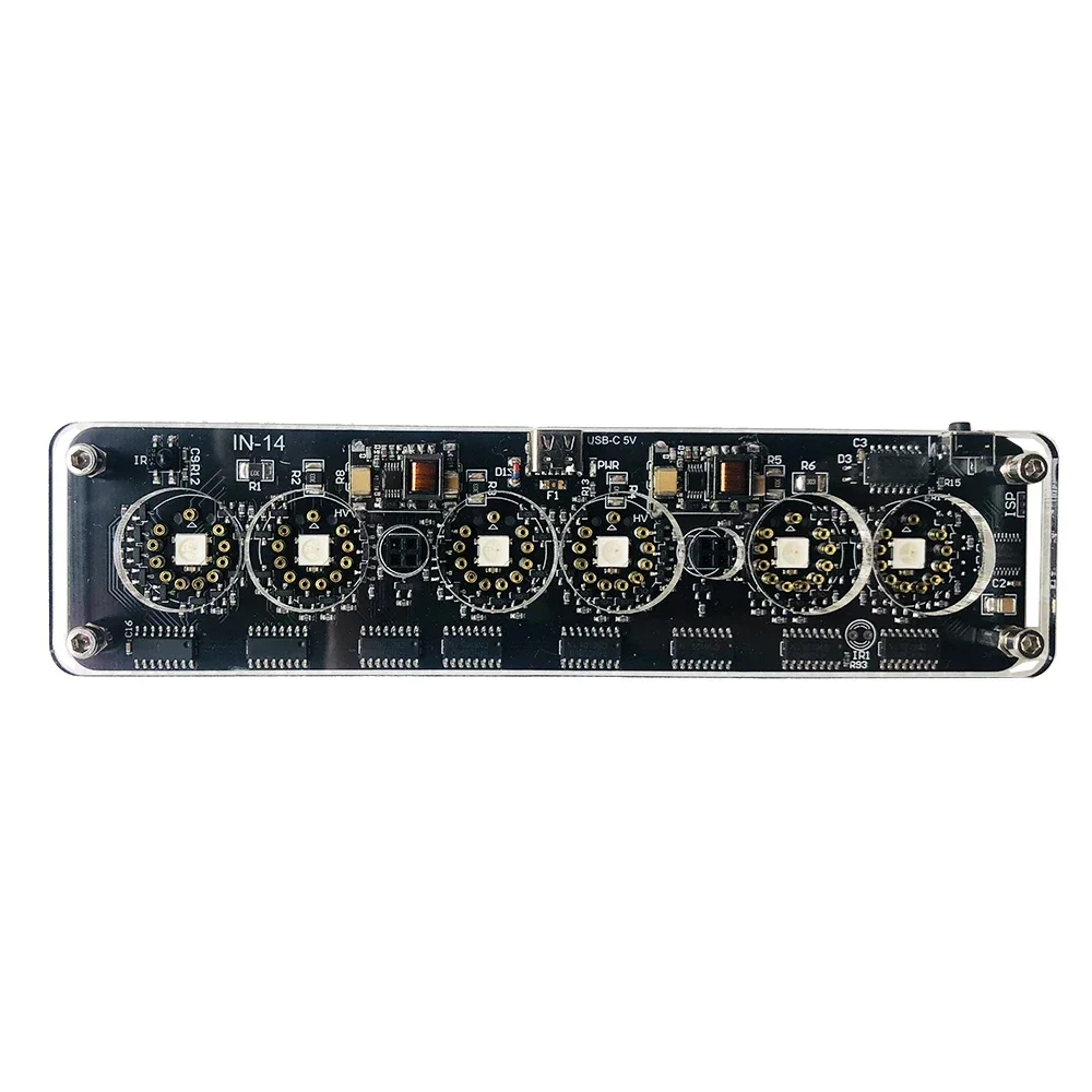Nvarcher 6-bit IN-14 Nixie Tube Clock  wiht LED Colored lights Remote Control without IN14 tube