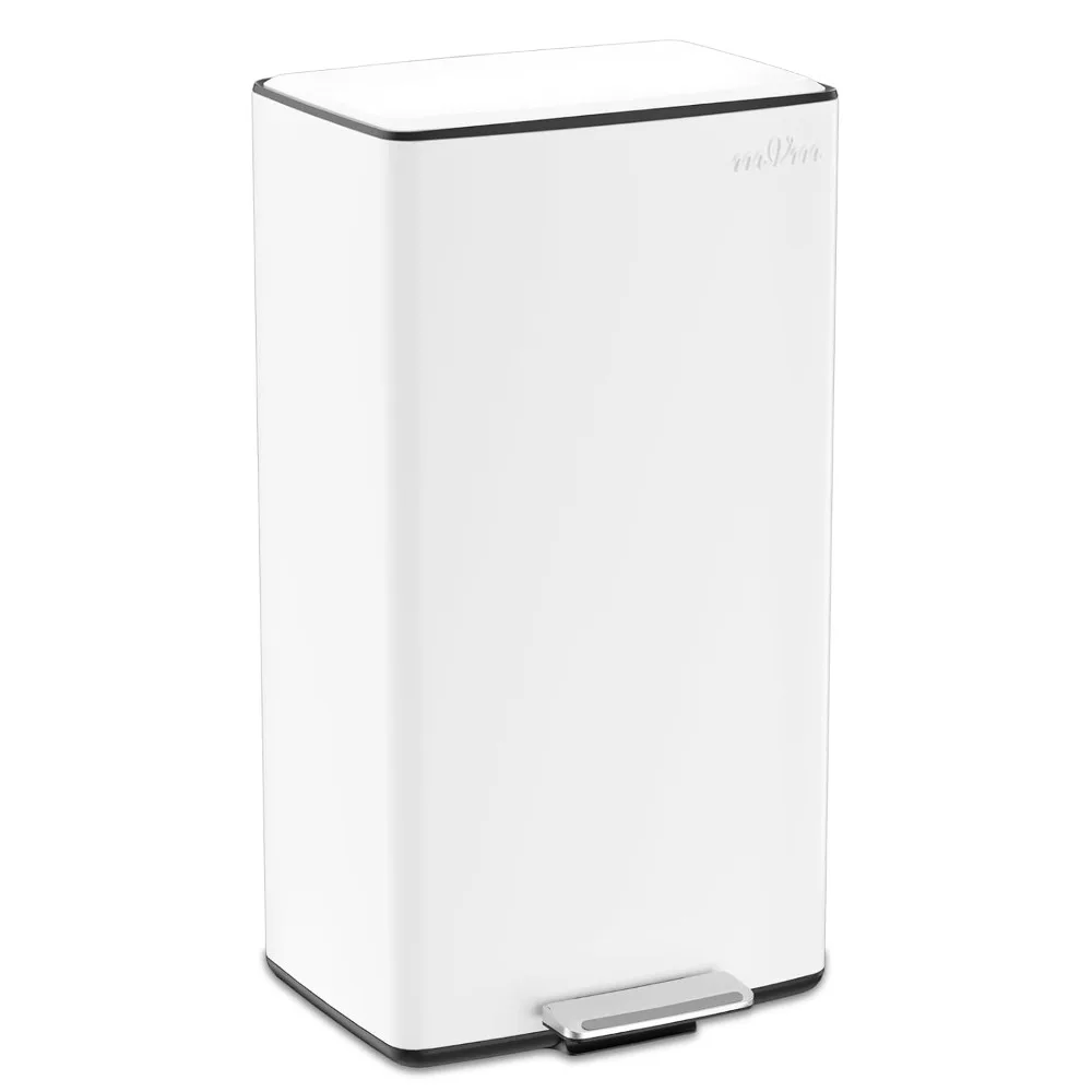 

10.6 Gallon Heavy Duty Step Trash Can with Lid, Foldable Foot Pedal Bin for Kitchen Office Dormitory Home Rooms (White)