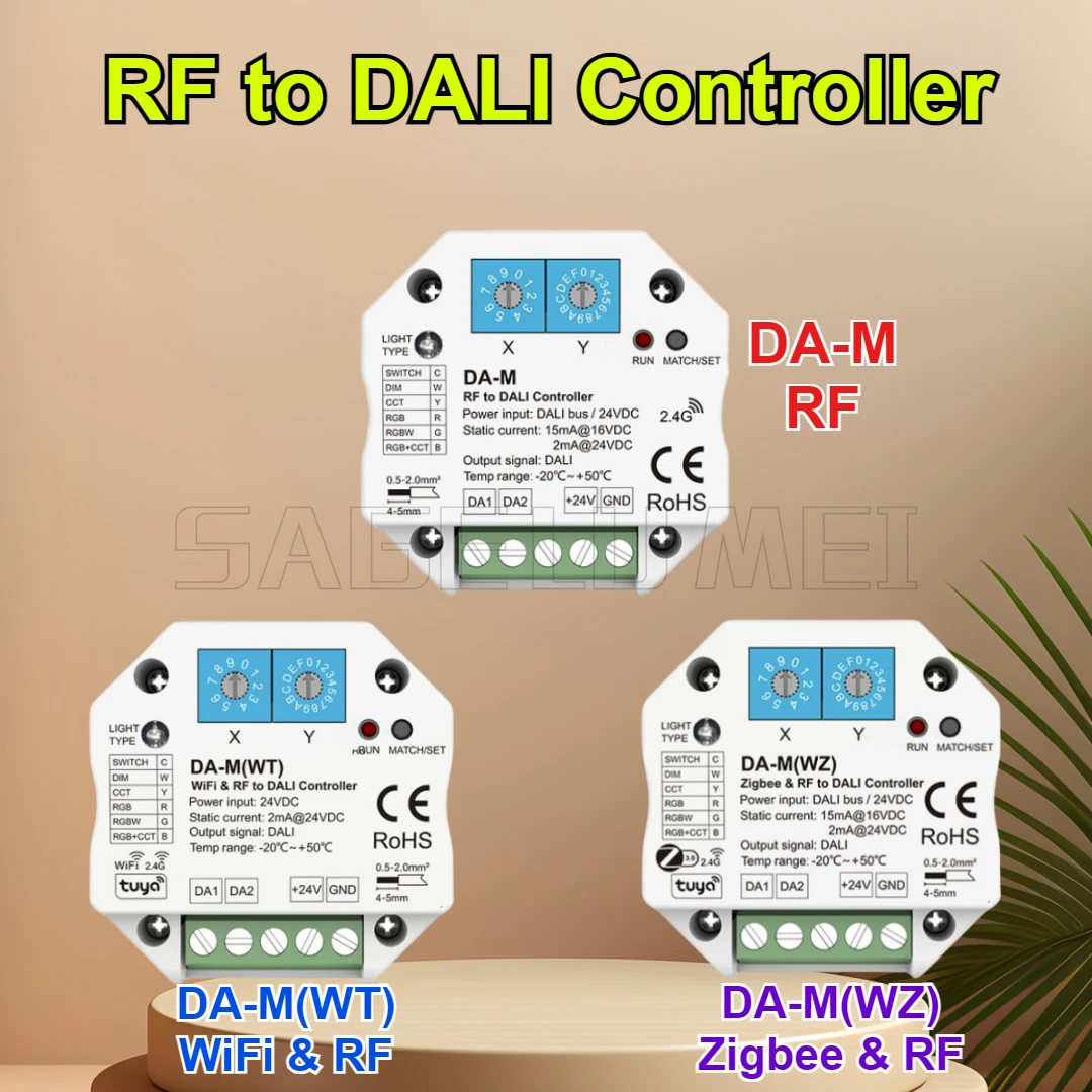 WiFi / Zigbee & RF To DALI  Dimmer Controller DA-M/DA-M(WZ/WT) Smart Life Tuya APP For Single Color CCT RGB RGBW RGB+CCT Light