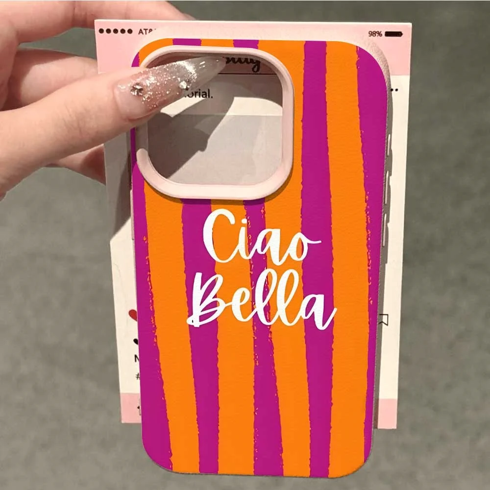 Boho Vibes Ciao Bella Handyhülle für iPhone 17 16 15 14 13 12 11 Pro Max 16 15 Plus XR Silikon Matt Weich Stoßfest – Detail 2