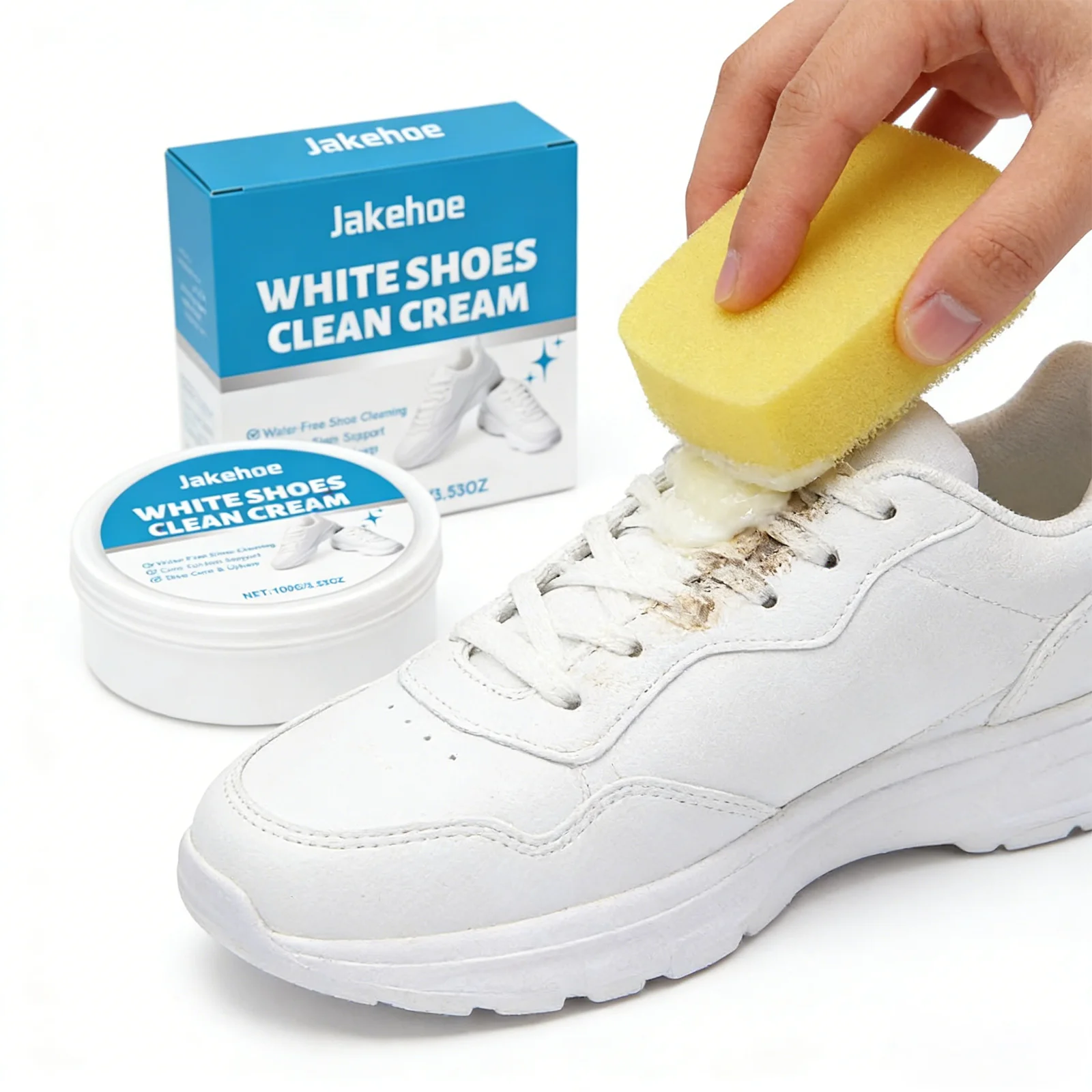Creme Profissional Clareador de Tênis Branco, Removedor de Amarelado, Kit de Limpeza de Tênis Sem Água, Pasta Polidora de Couro, Ferramenta para Cuidado de Calçados 100g