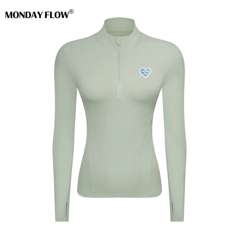 Monday Flow Elastic Autumn Stitching Shirt Tops Women Clothes Sun Protection Long Sleeves Lady Shirts Outdoor Golf Sportswear