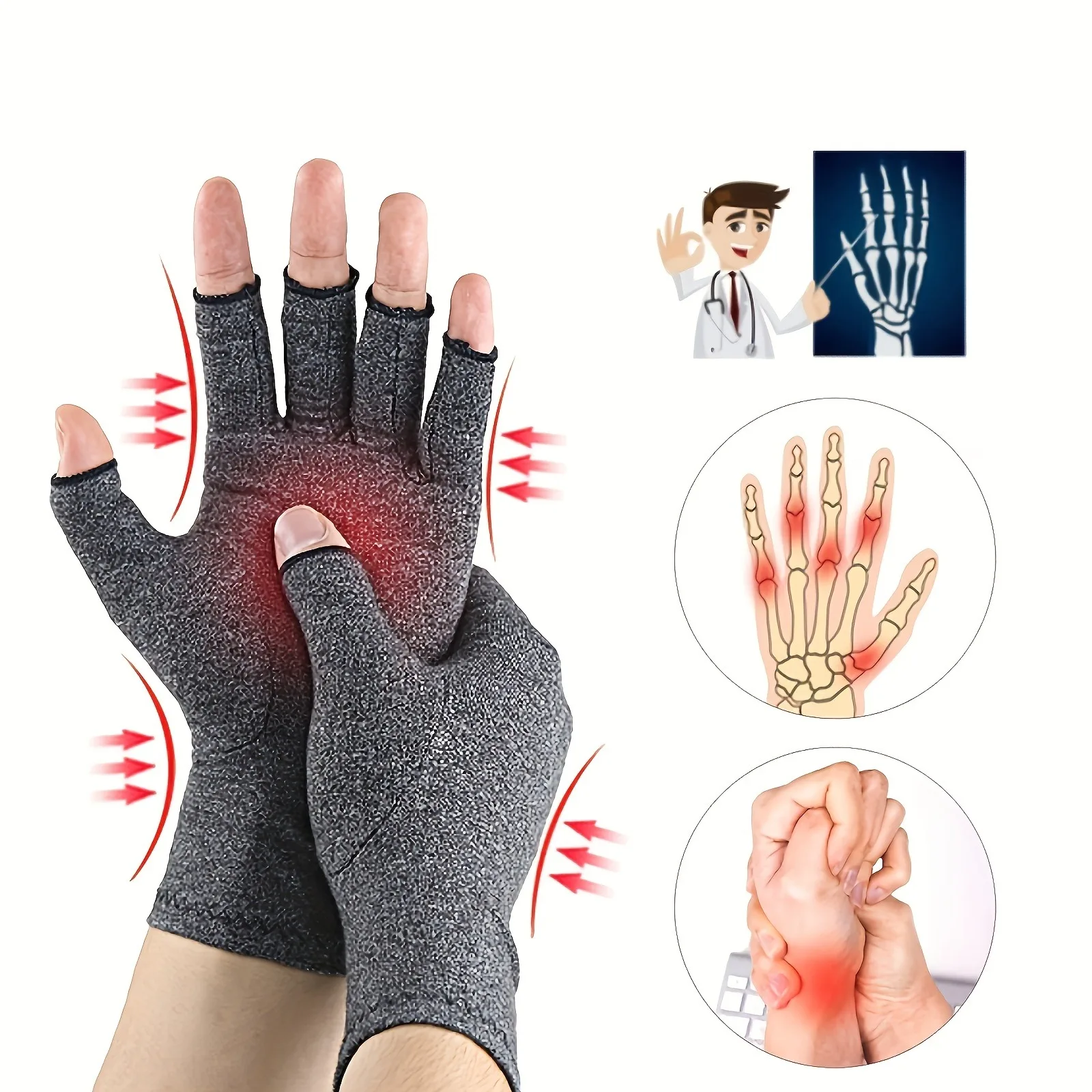 1 Pair Winter Warm Arthritis Gloves Anti Arthritis Treatment Compression Pain Joint Pain Relief Screen Gloves Healthy Hand Guard