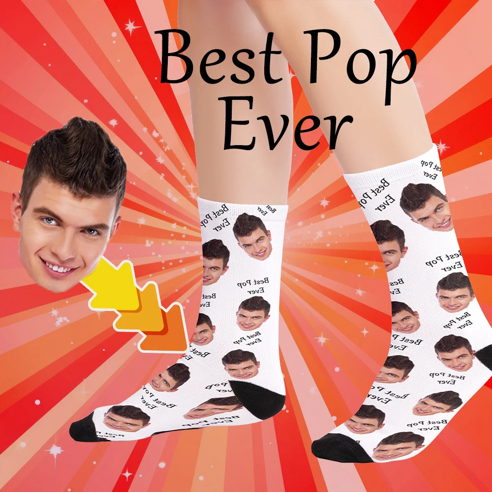 New customized face socks 3D printing “Best Pop Ever” fashion trend personality Long socks the best gift for family and friends