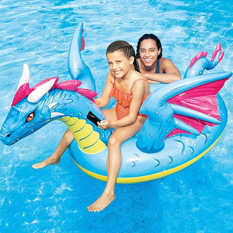 

Dragon Ride On Swimming Pool for Kids Float Inflatable Dinosaur Toys Summer Ring Water Fun Party Pterosaur Learn to Swim Floats