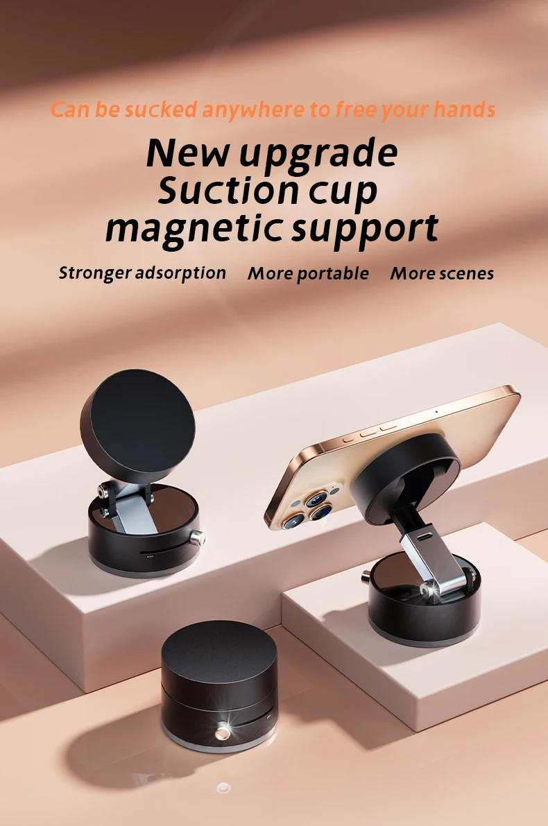 Mini Vakuum Doppel Seite Magnetische Saugnapf Halter Faltbare Küche Faul Telefon Halterung Für iPhone Android Smartphone – Detail 2