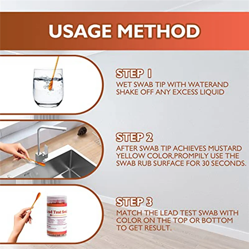 Kit de hisopos de prueba de pintura de plomo: hisopos de kit de prueba de plomo de 60 piezas, kit de prueba de plomo para el hogar, hisopos de control de plomo, prueba de cables