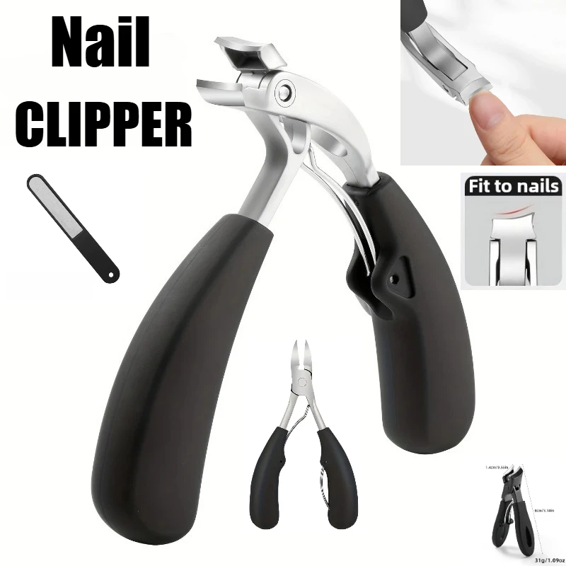 Nail Care Kit for Ingrown & Thick Toenails - Heavy-Duty Clippers Set with Nail File, Cuticle Nippers, and Grooming Tools
