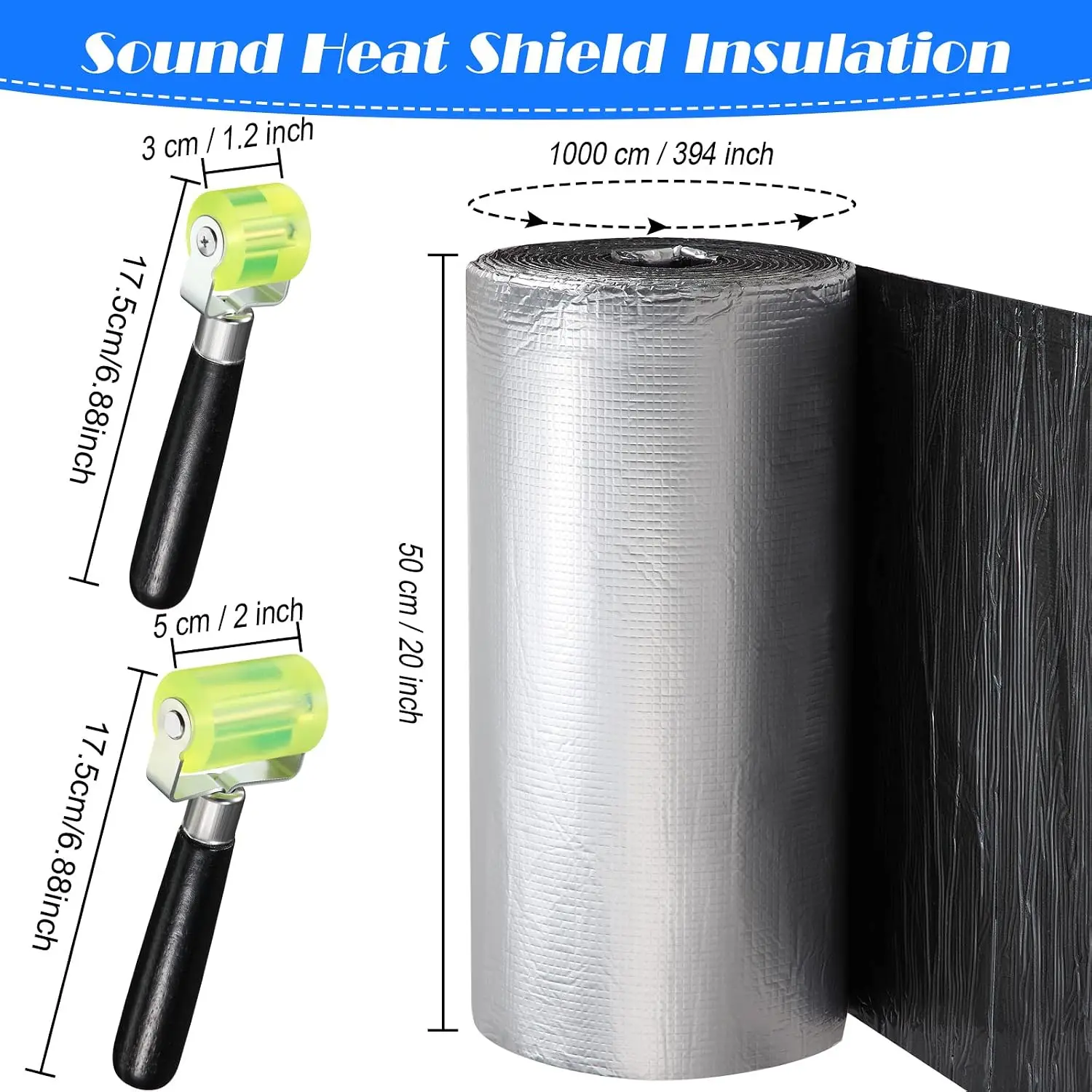 Car Sound Deadening Mat with Included Roller, 20 by 394 Inches, 53.9 Square Feet