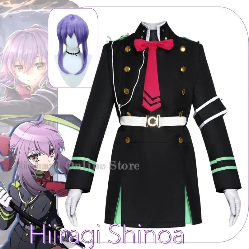 2025 22 Shinoa أنيمي زي الملابس شعر مستعار موحدة تأثيري معركة فستان الزي اليومي حفلة الهالوين امرأة Hiiragi