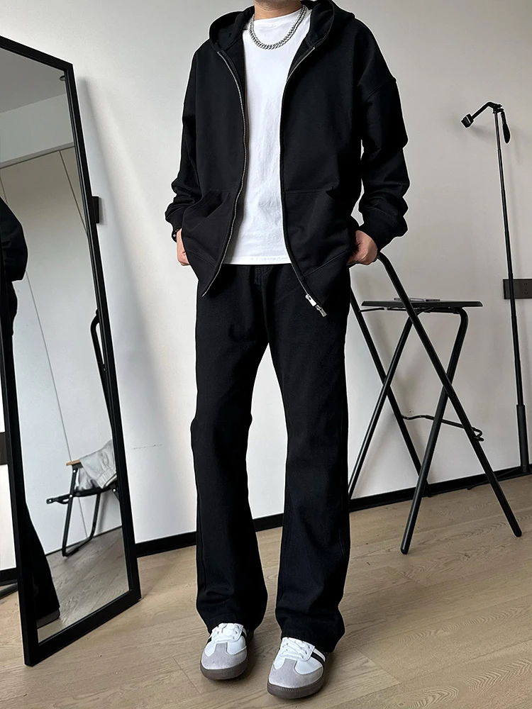 

Black Leaf Blade Straight Leg Jeans Men's American Vibe Slimming CleanFit Bootcut Pants High Waist Zipper Closure Casual Wear