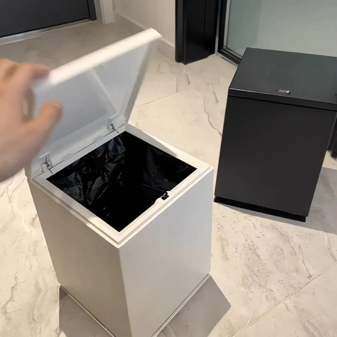 Minimalist Square Wastebasket 10L Press-type Recycle Bin Home Living Room Bathroom Kitchen Solid Color Trash Can Household Items