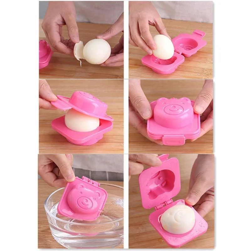 6Pcs/set Cartoon Rice Ball Mold Boiled Egg Mold Bento Maker Sushi Tools Kitchen Gadgets Random Color