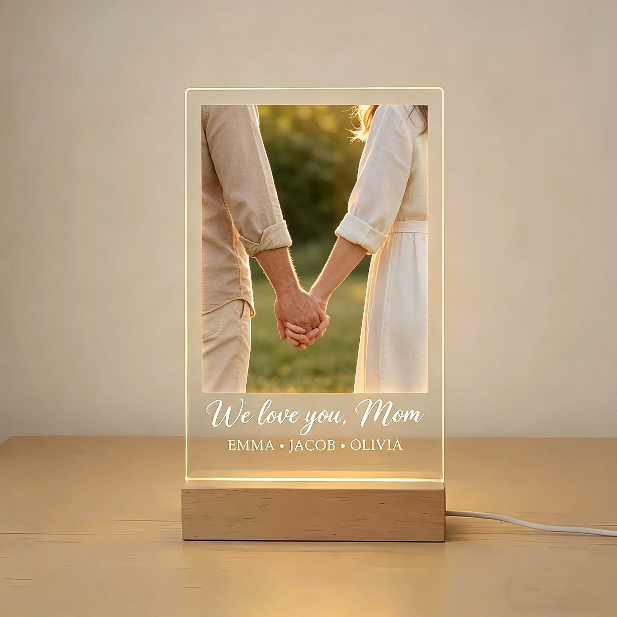 

Personalized Acrylic Night Light Custom Family Moments Couple Memories Warm Led Light Minimalist Decor Original Gift For Lover