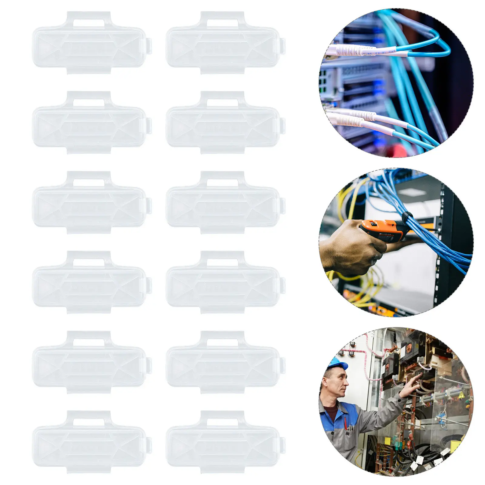 

100Pcs Wire Labels Case Clear Cable Label Name Holder Box for Mechanical Equipment Oil Pipeline Marking Cable Labels Holder Case