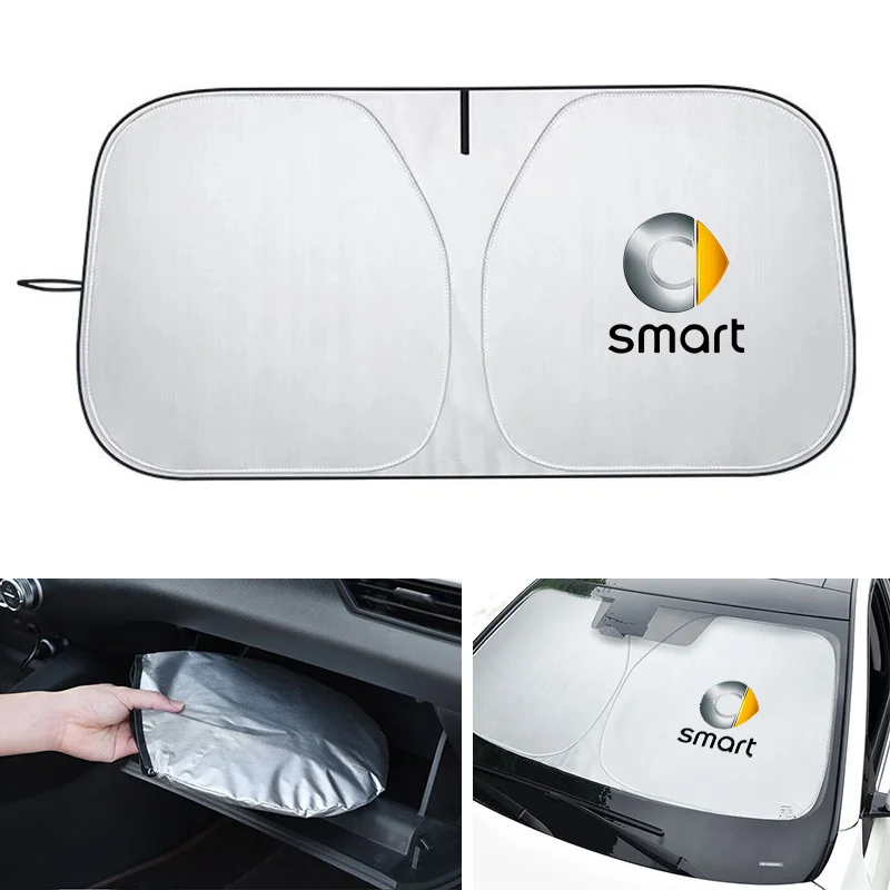 

Car Logo Folding Shade Visor UV Summer Sun Protection For Smart Eq Fortwo Forfour 453 451 452 450 454 Styling Auto Accessories