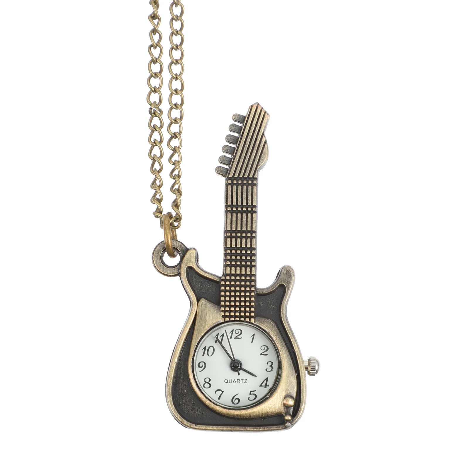 

Retro Guitar Pocket Watch with Chain Steampunk Style Men's Accessory Light Weight Easy Carry Good Clothing Decoration New