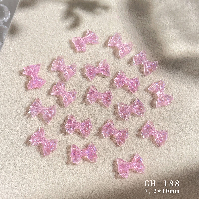 

10pcs Colorful Jelly Clear Bow Nail Decorations 3D Resin Cute Bowkont Nail Art Charms Premium Gems DIY Manicure Rhinestones