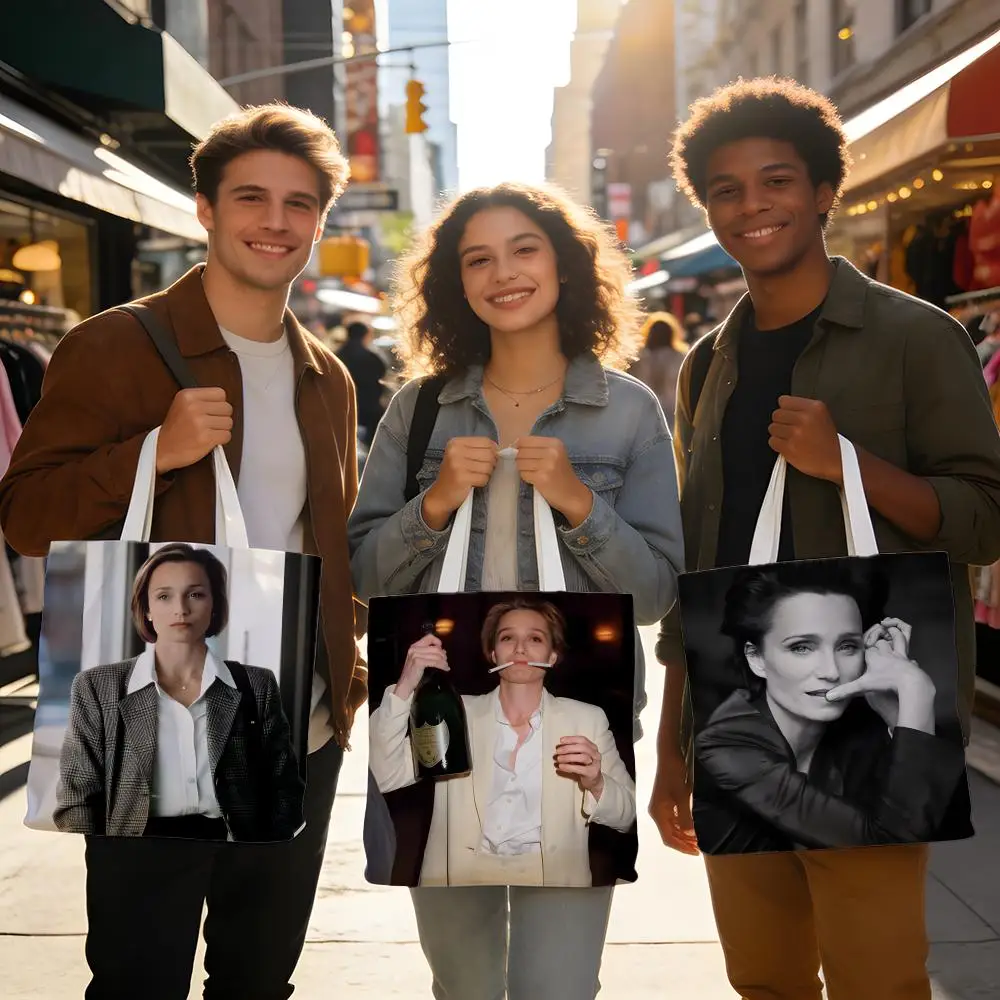 

Двусторонние большие моющиеся многоразовые сумки для хранения, универсальные, для покупок на рынке, в школе, на каждый день K-Kristin Scott Thomas