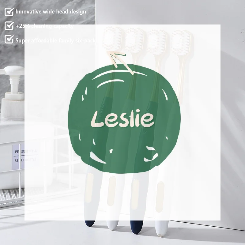 

6Pcs Wide Head Soft Long Head Adult Big Head Toothbrush Comfortable Teeth Super Soft Oral Cleaning Brush