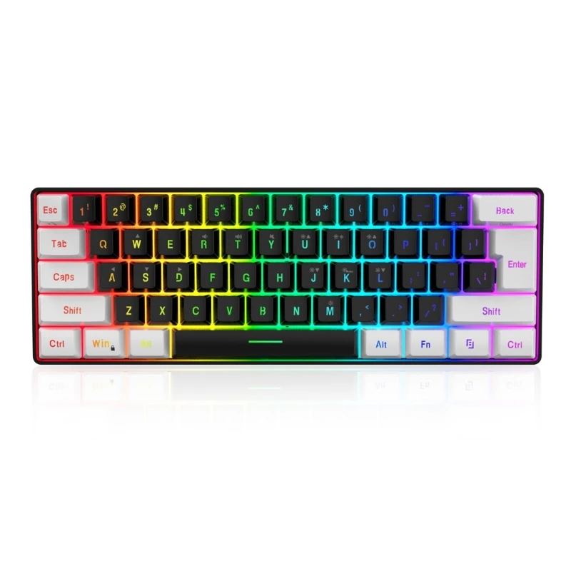 

V700WB RGB USB Мини игровая клавиатура 61 клавиша Проводная портативная клавиатура для путешествий для компьютера Плавающие для