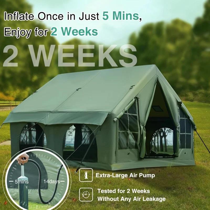 4-Season waterproof air tent windproof easy setting outdoor infla   tent 4-6 people family camping