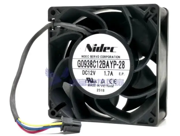 Nidec G0938C12BAYP-28 DC 12V 1.7A 90x90x38mm 4-Wire Server Cooling Fan