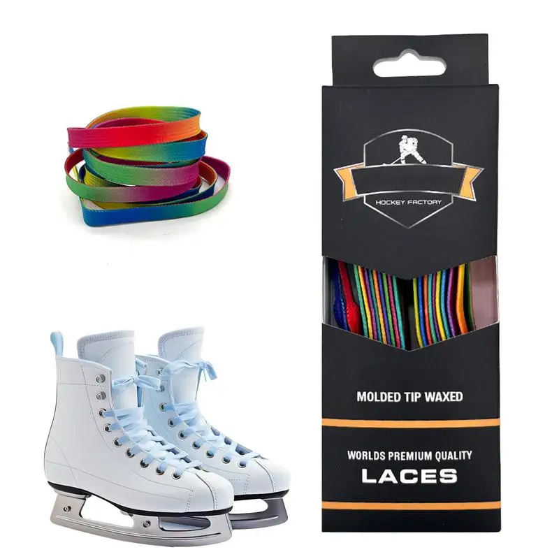 Double Braided Skate Laces Waxed Hockey Skates Laces Bright Colors Skating Shoe Accessories For Roller Skates Hockey Skates