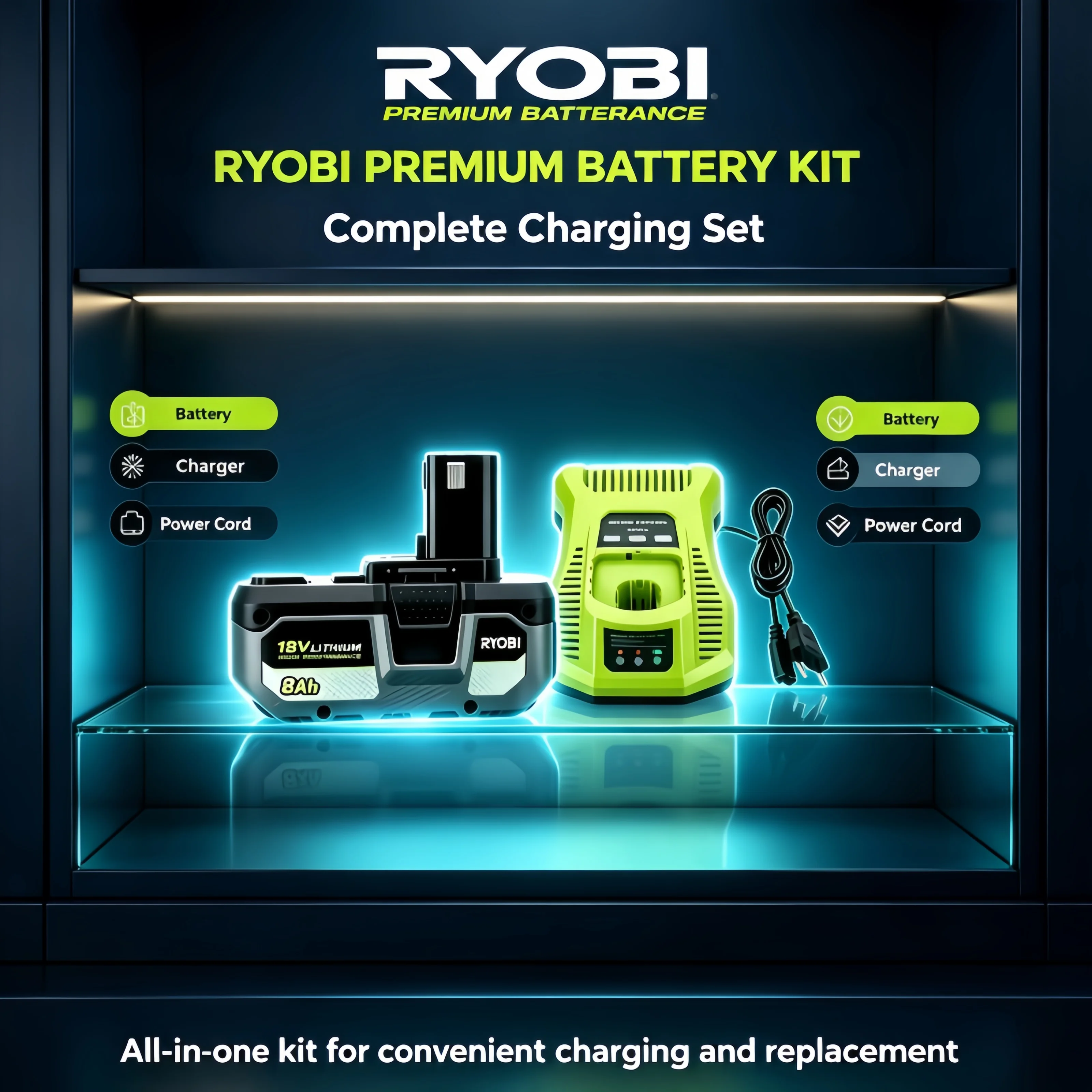 RYOBI 18V 8Ah rechargeable lithium battery in 2026- rugged shell, shock resistant suitable for all 18V series cordless tools