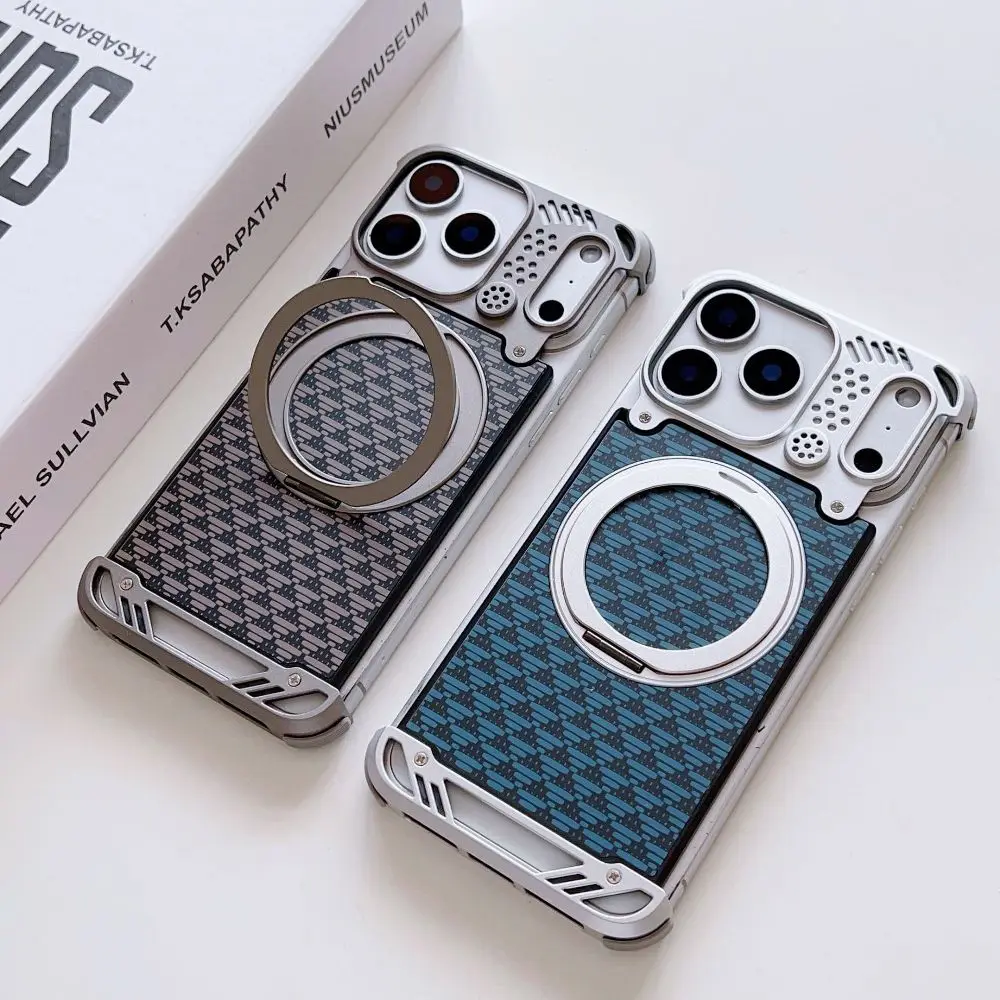 Classic Solid Color Aluminum Alloy Phone Case for Samsung Galaxy S22 S23 S24 S25 Ultra with 360 ° Rotating Bracket
