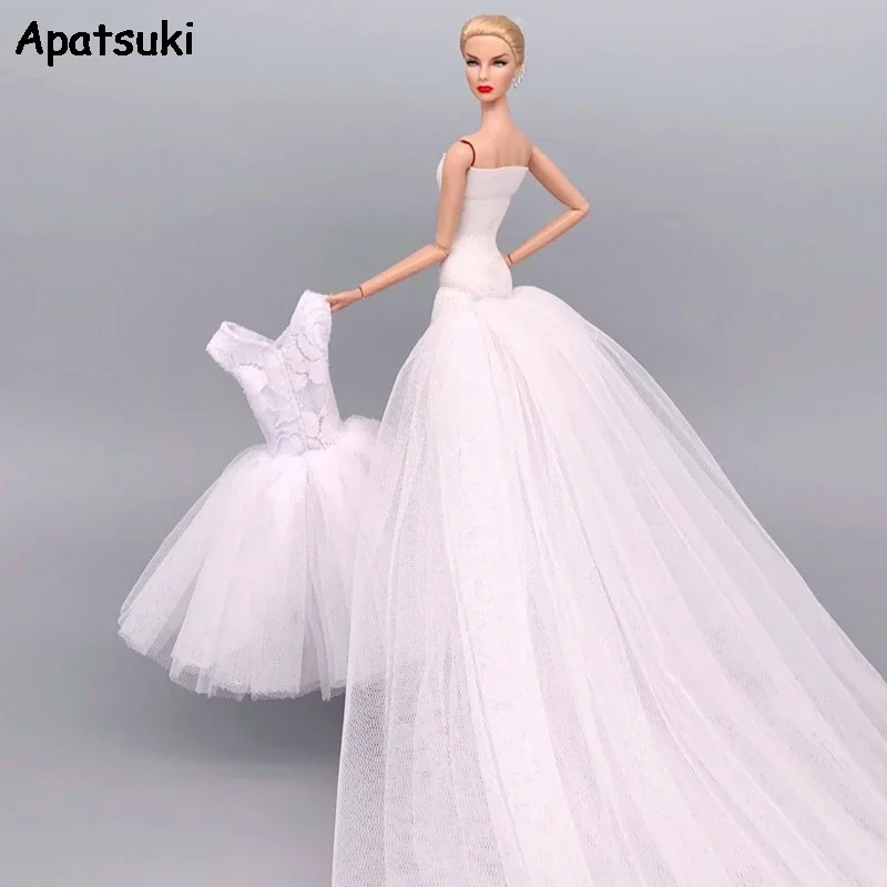 2 unids/lote vestido de muñeca de moda blanco para Barbie trajes de muñeca ropa vestidos de Ballet vestido de fiesta 1/6 accesorios para muñecas