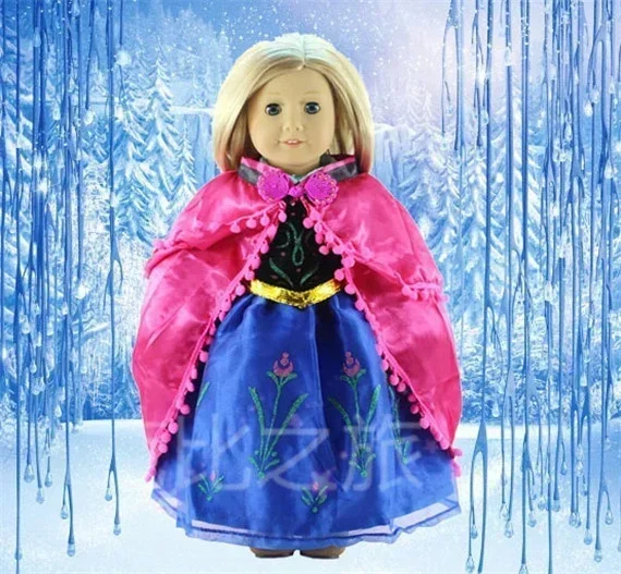 Ropa de muñeca hecha a mano para Niña Americana, vestido de princesa Elsa y Anna, regalo para niños, 45cm, 18 pulgadas, 2 juegos