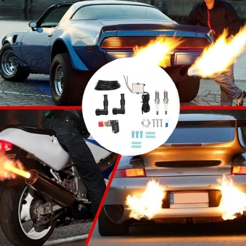 

A2BF Exhaust Flame Set Double Flamethrower for Car Truck Flame Thrower Modification Accessory Easy Installation
