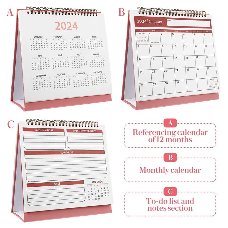 Jan 2024-Jun 2025 Table Calendar Note Blocks Planner Monthly Calendar Thick Paper Desk Calendar For Home Office School