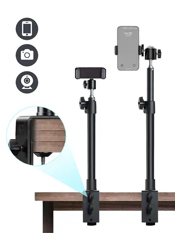 Stojak na biurko do aparatu DSLR C Clamp Light Stand Fotograficzny stojak na latarkę z głowicą kulową do telefonu Video Ring Light Zoom